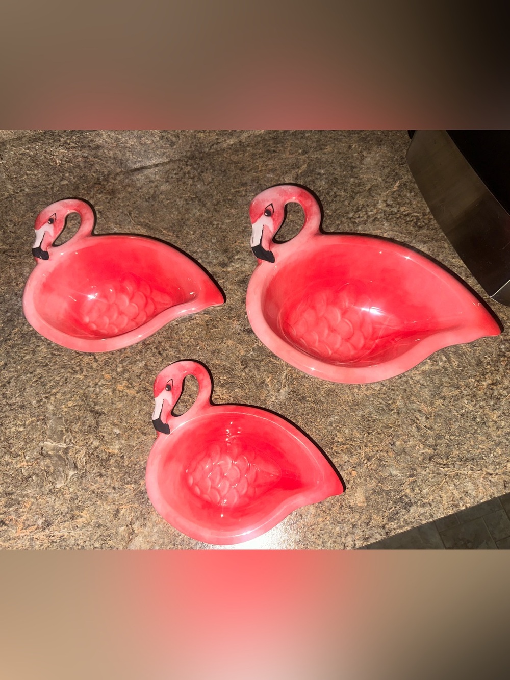 Flamingo Pink Melamine Nesting Bowls Set of 3 - New